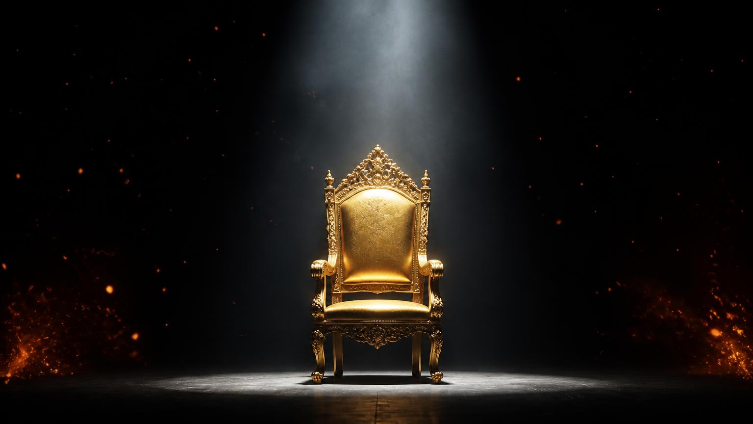 Spotlight-ൽ ഒരു ഒഴിഞ്ഞ gold chair